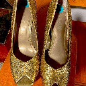 Gold sparkly high heels